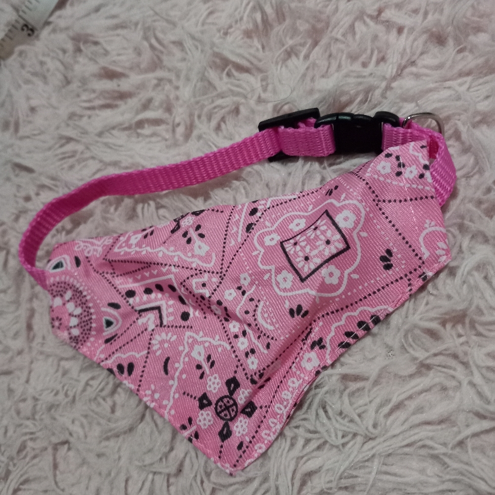 Cutest bandana puppy dog collar! Sz SM pink & sz L black! Leash D-ring collar - Picture 10 of 10
